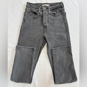 Levi's Premium Women's Jeans Button-fly Wedgie Straight Size 25 Faded Black